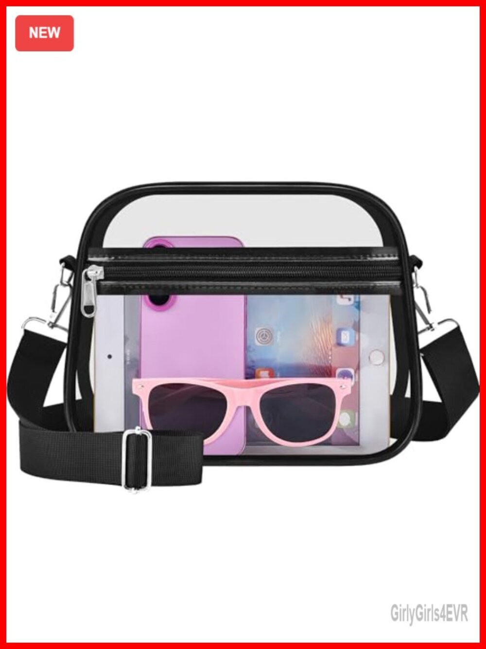 Clear Satchel Bag Stadium Approved Clear Crossbody Bag with Adjustable Strap